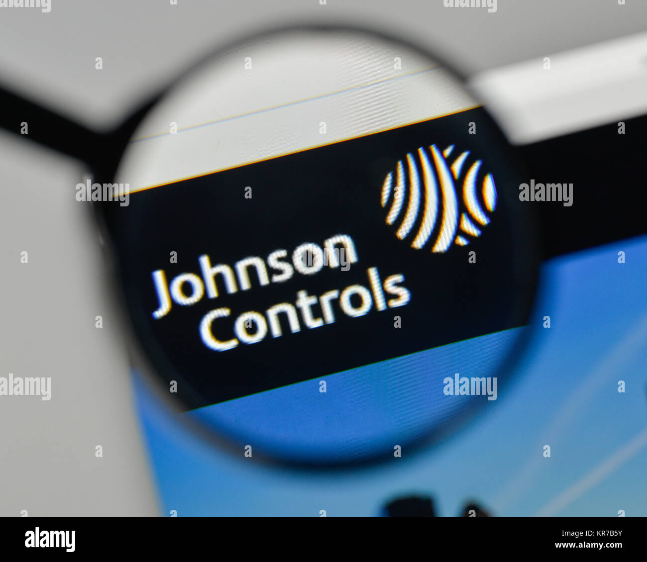 Mailand, Italien - 1. November 2017: Johnson Controls Logo auf der Homepage. Stockfoto
