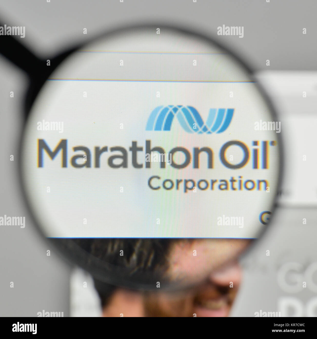 Mailand, Italien - 1. November 2017: Marathon Oil Logo auf der Homepage. Stockfoto