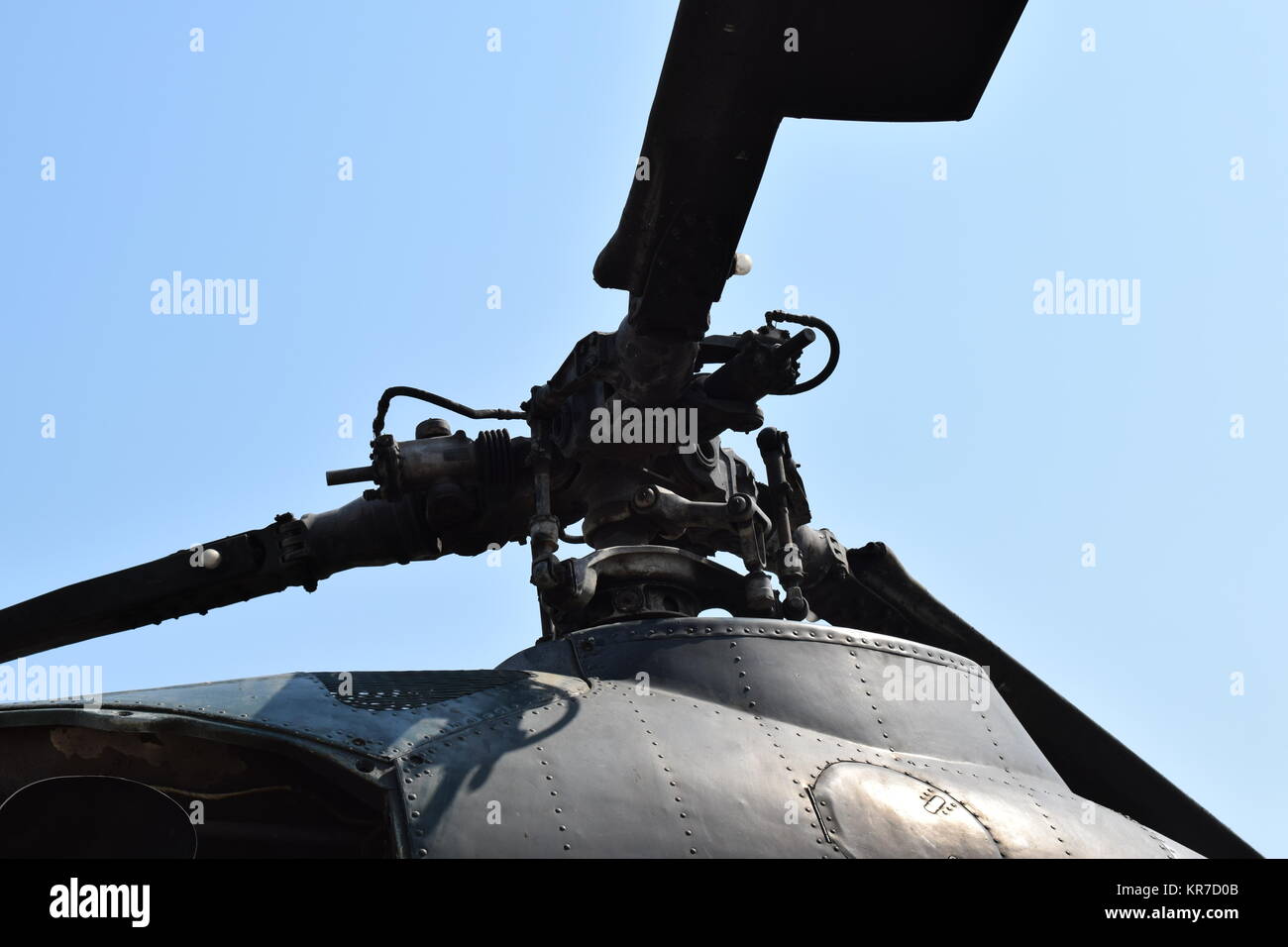 Alten Hubschrauber Felder sprühen Stockfoto