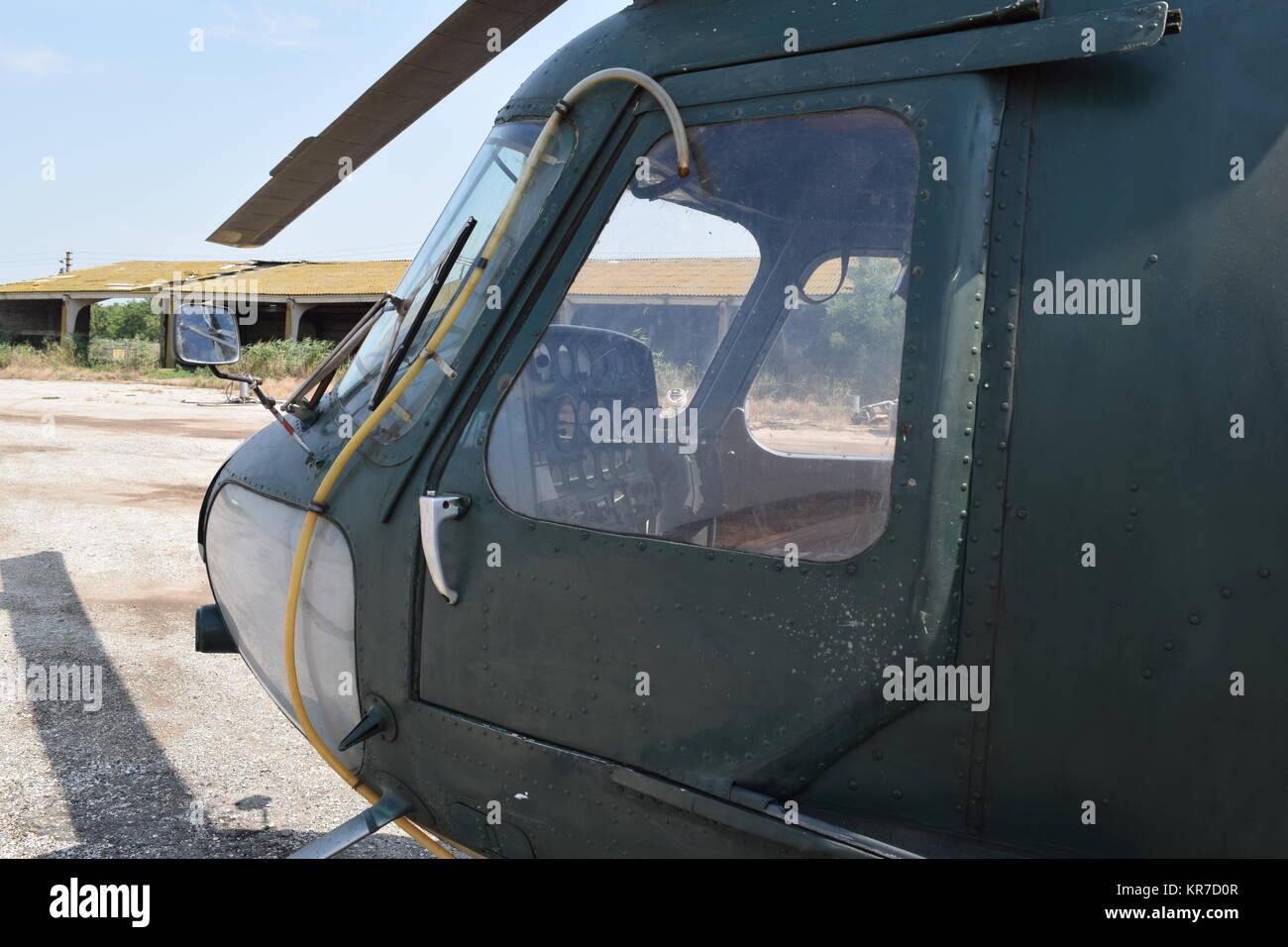 Alten Hubschrauber Felder sprühen Stockfoto