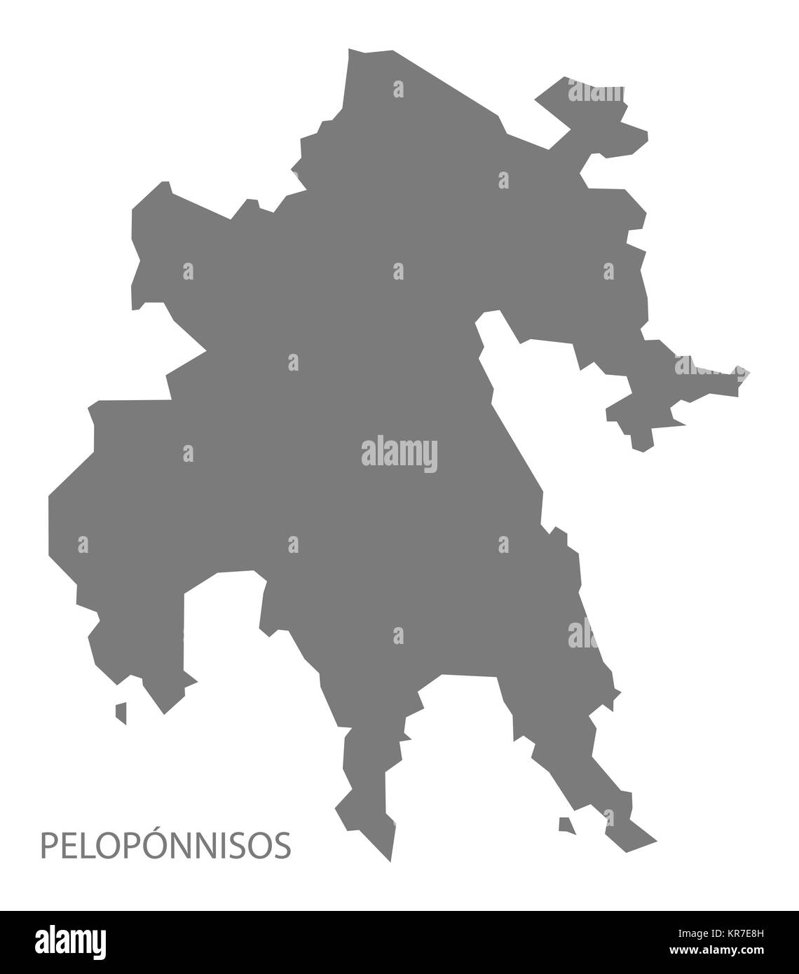 Peloponnes Griechenland Karte grau Stockfoto