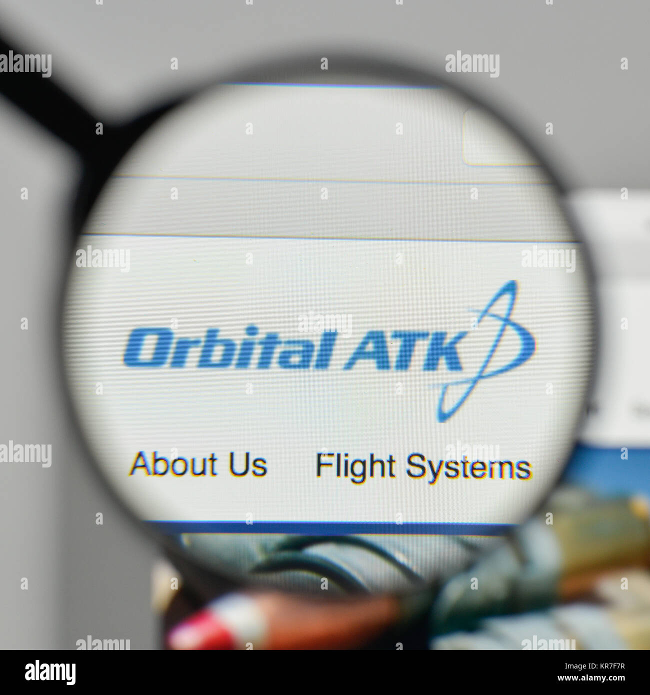 Mailand, Italien - 1. November 2017: Orbital ATK Logo auf der Homepage. Stockfoto