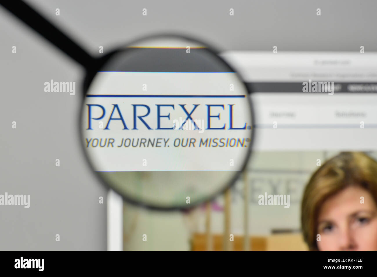 Mailand, Italien - 1. November 2017: Parexel International Logo auf der Homepage. Stockfoto