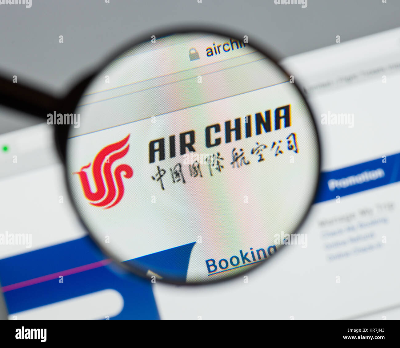 Mailand, Italien - 10 August 2017: Air China Website Homepage. Es ist die Fluggesellschaft und eine der größten Fluggesellschaften der Volksrepublik China. Ai Stockfoto