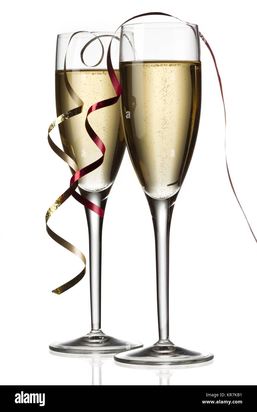 zwei Gläser Weißwein Stockfoto