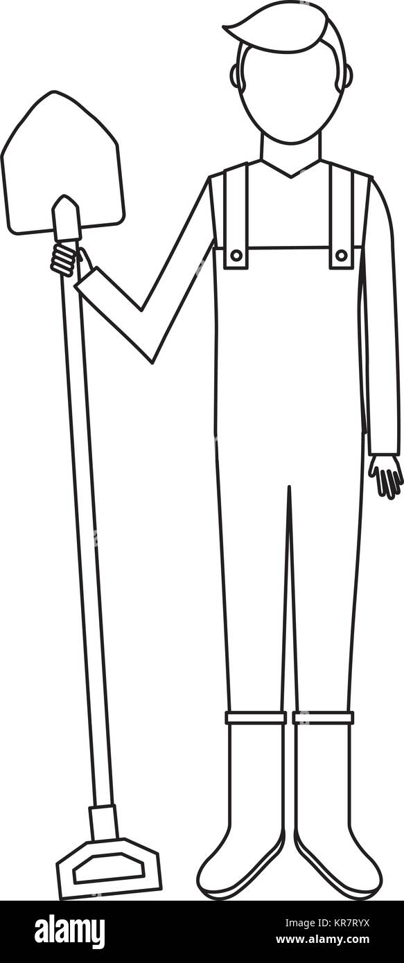 Gärtner mit Schaufel avatar Zeichen Symbol Alamy