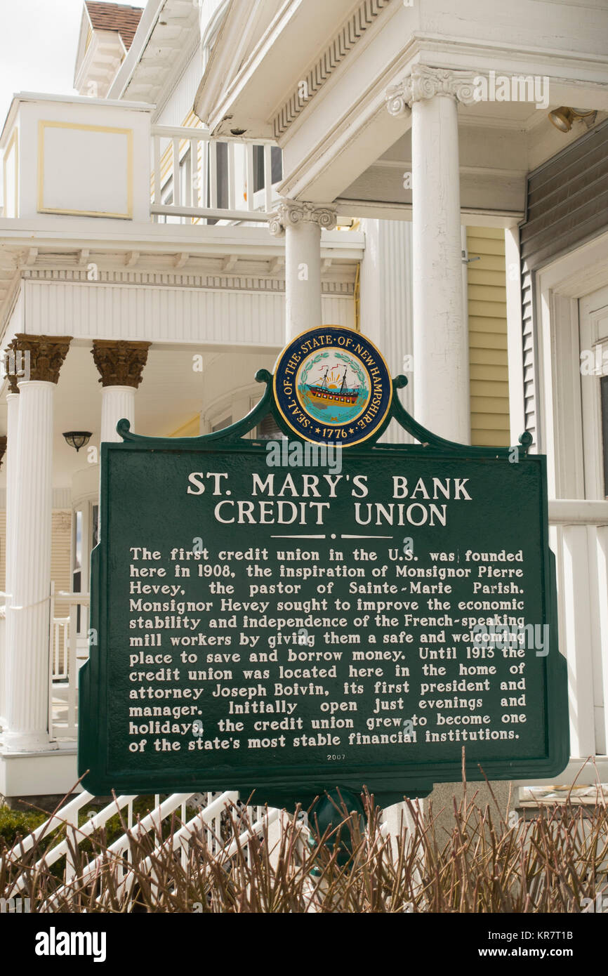 St. Mary's Bank die ersten Credit Union in den Vereinigten Staaten, Manchester NH Stockfoto