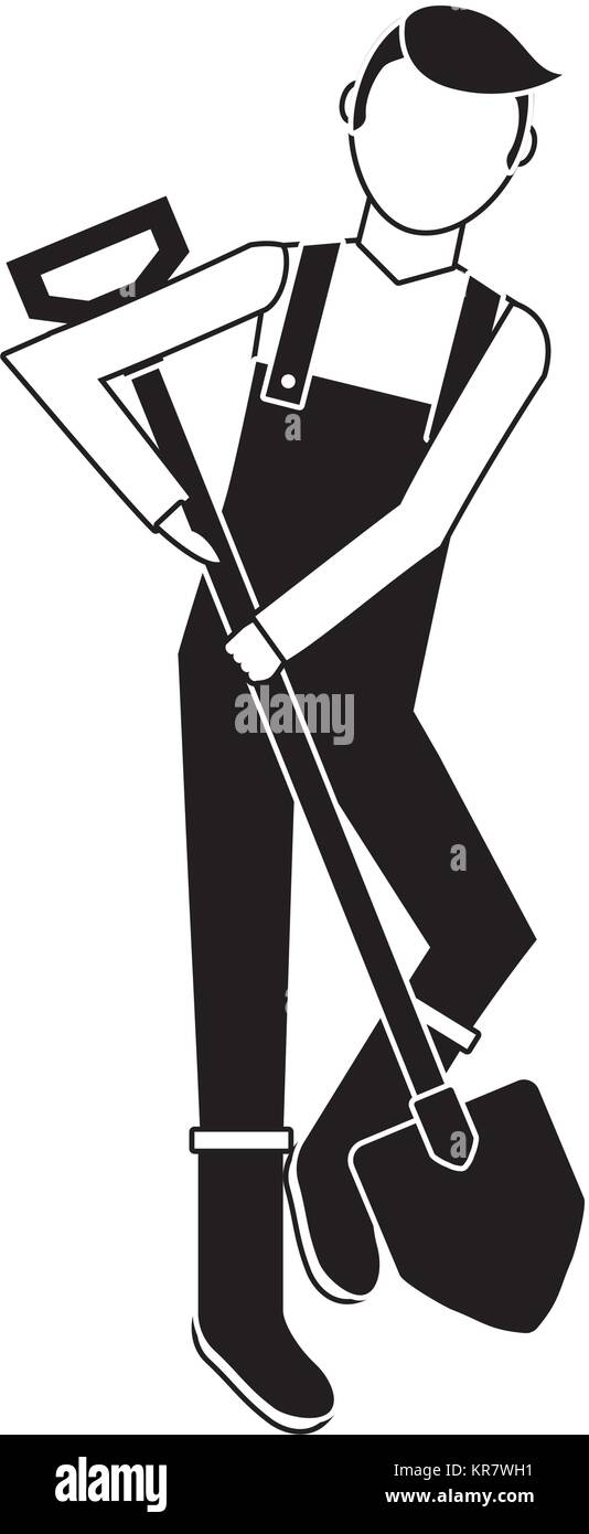 Gärtner mit Schaufel avatar Zeichen Symbol Alamy