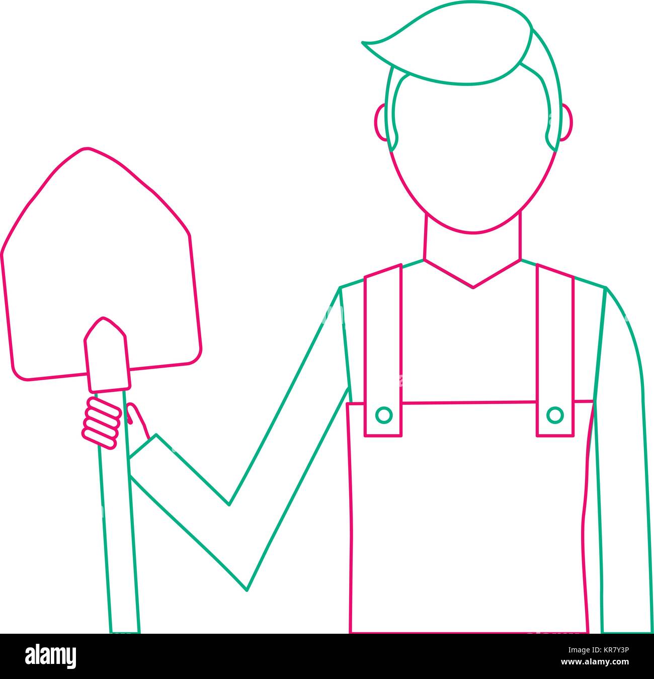 Gärtner mit Schaufel avatar Zeichen Symbol Alamy