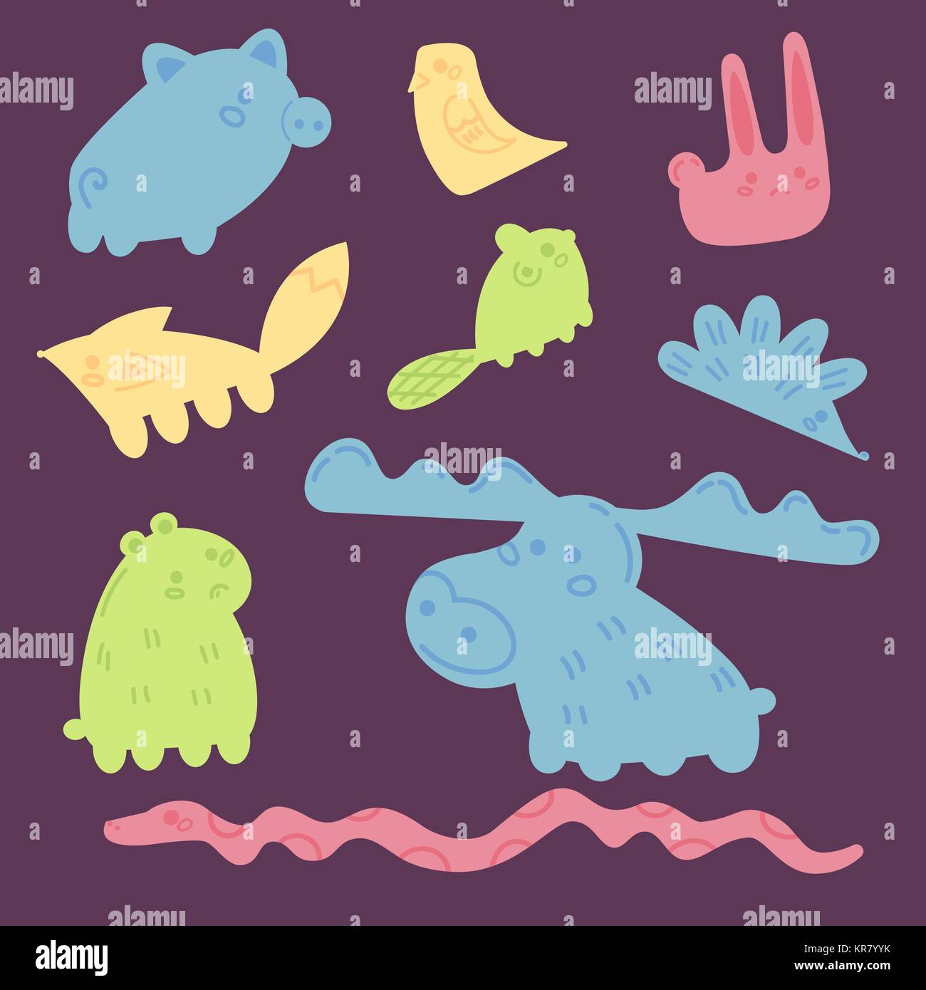 Elemente für Holz Stapel balance Spiel. Tiere Stock Vektor