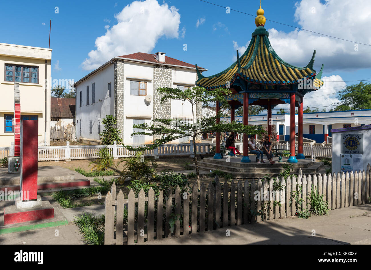 Ein Pavillon im chinesischen Stil in der Innenstadt von Antananarivo, Madagaskar, Afrika. Stockfoto