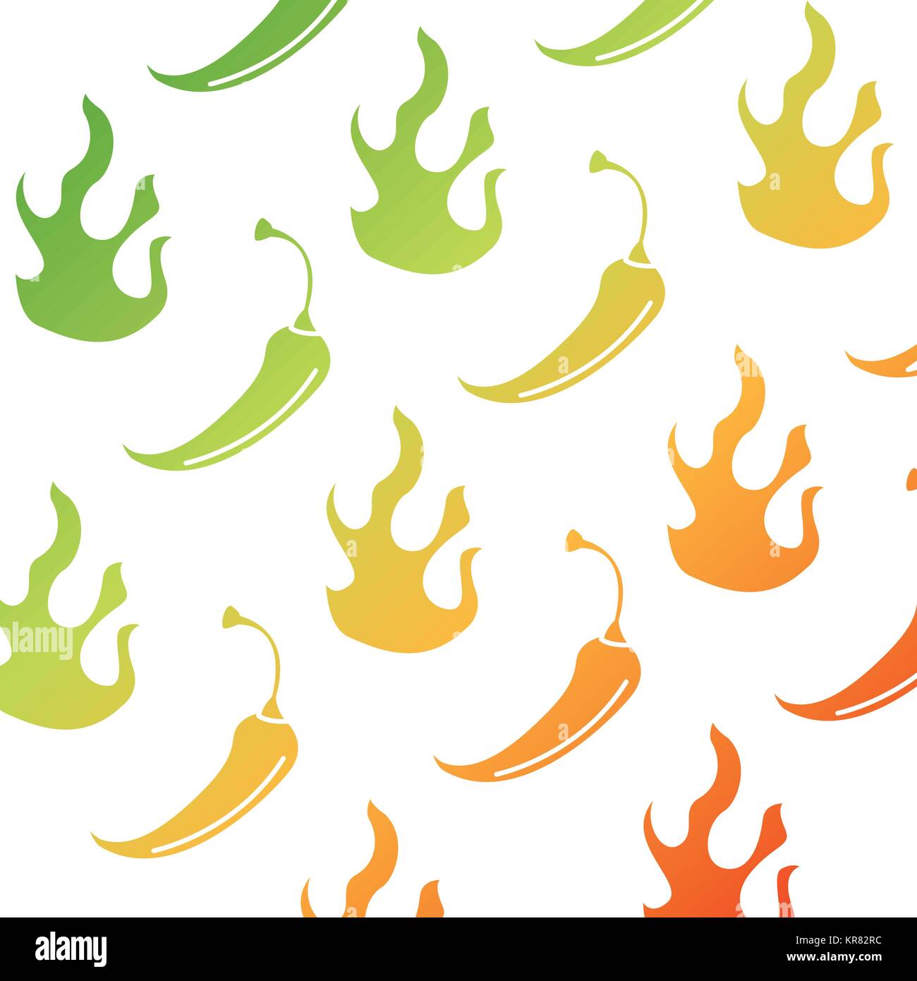 Würzige chile Gemüse mit Flammen Muster Hintergrund Stock Vektor