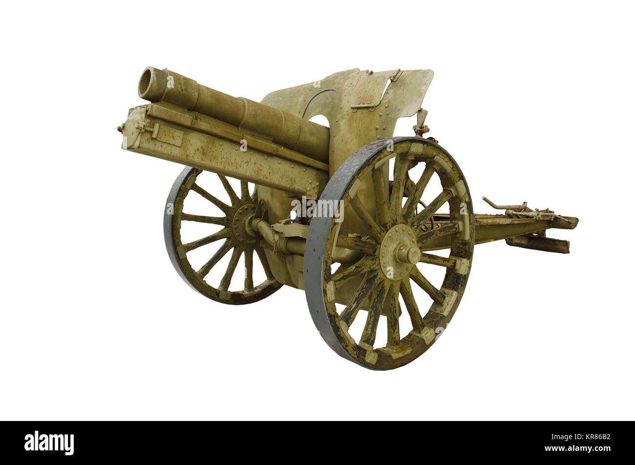 Cannon hat große Zerstörungskraft. Während des Krieges verwendet. Stockfoto