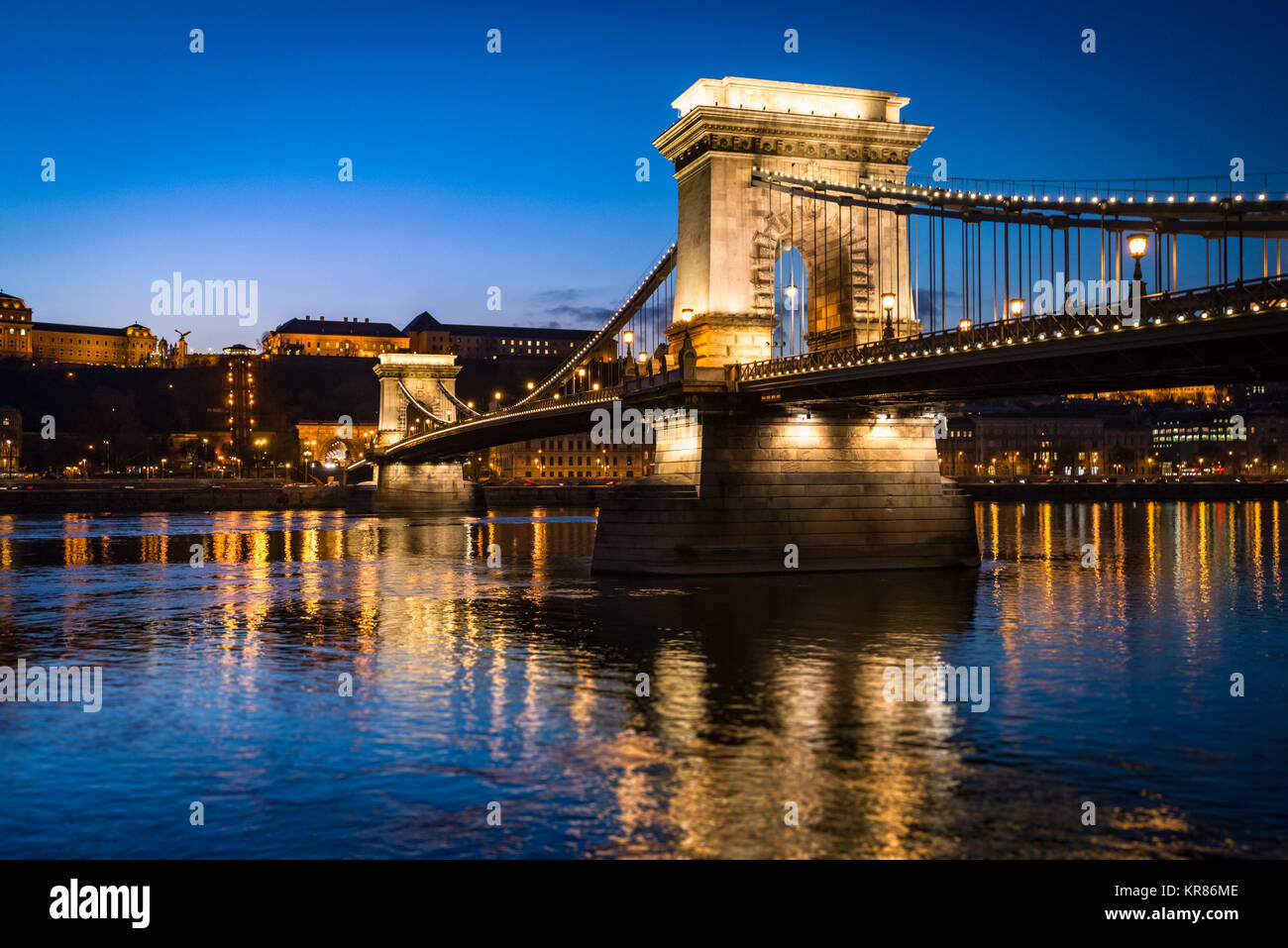 Kettenbrücke in Budapest, Ungarn, Europa. Stockfoto