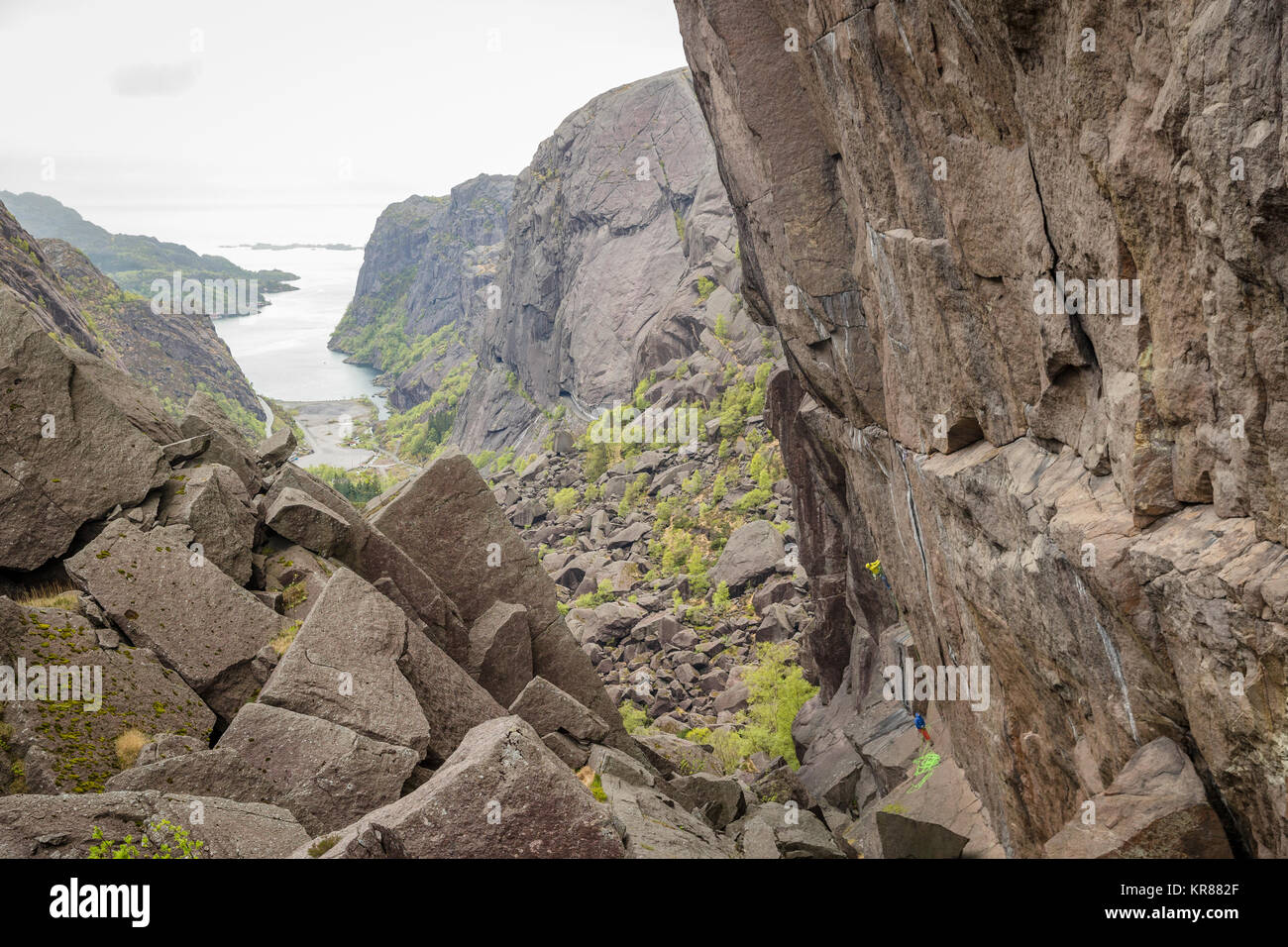 Herkömmliche Klettern in Norwegen Stockfoto