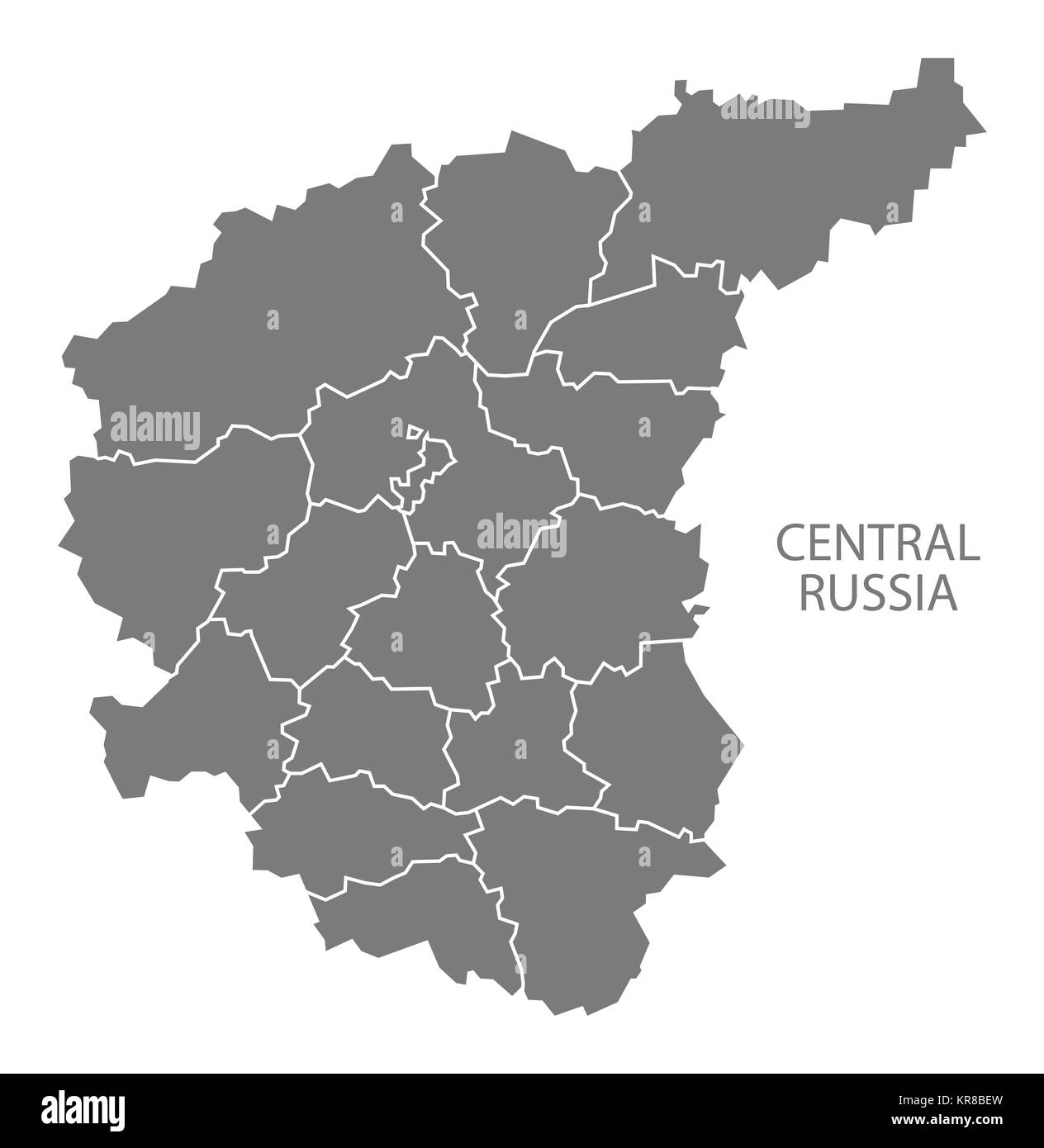 Zentrale Russland mit grenzen Russland Karte grau Stockfoto