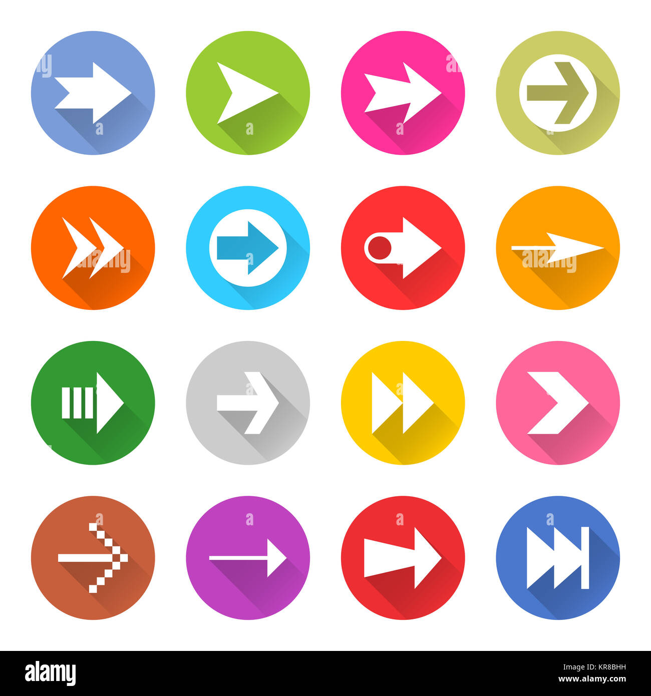 Pfeil Web Icon Set Flat Style Stockfoto