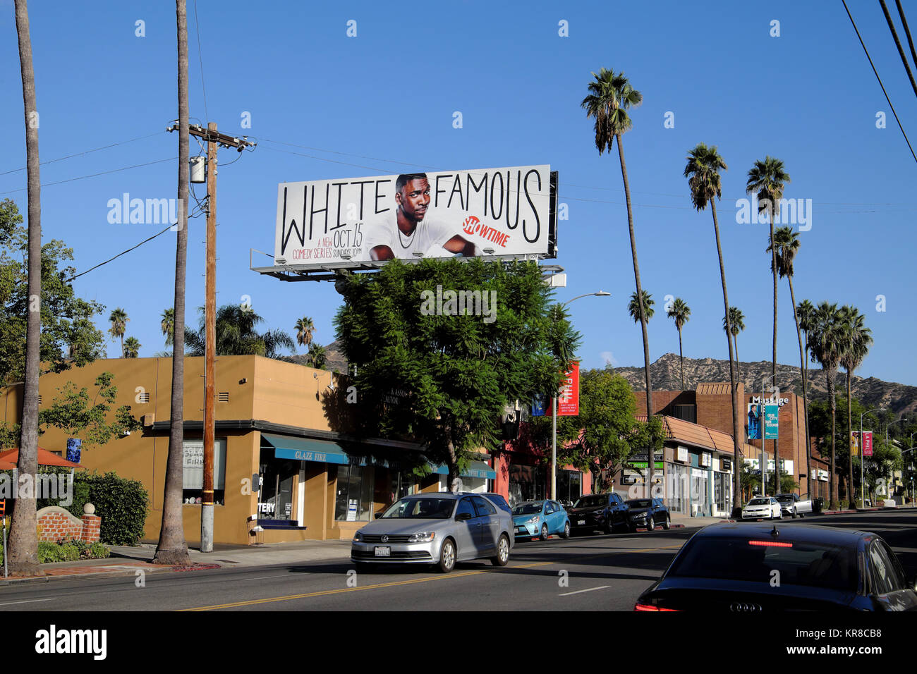 Weiß berühmten TB zeigen Billboard mit Schauspieler Jay Pharoah auf Hillhurst Avenue im Stadtteil Los Feliz in Los Angeles, Kalifornien, USA KATHY DEWITT Stockfoto