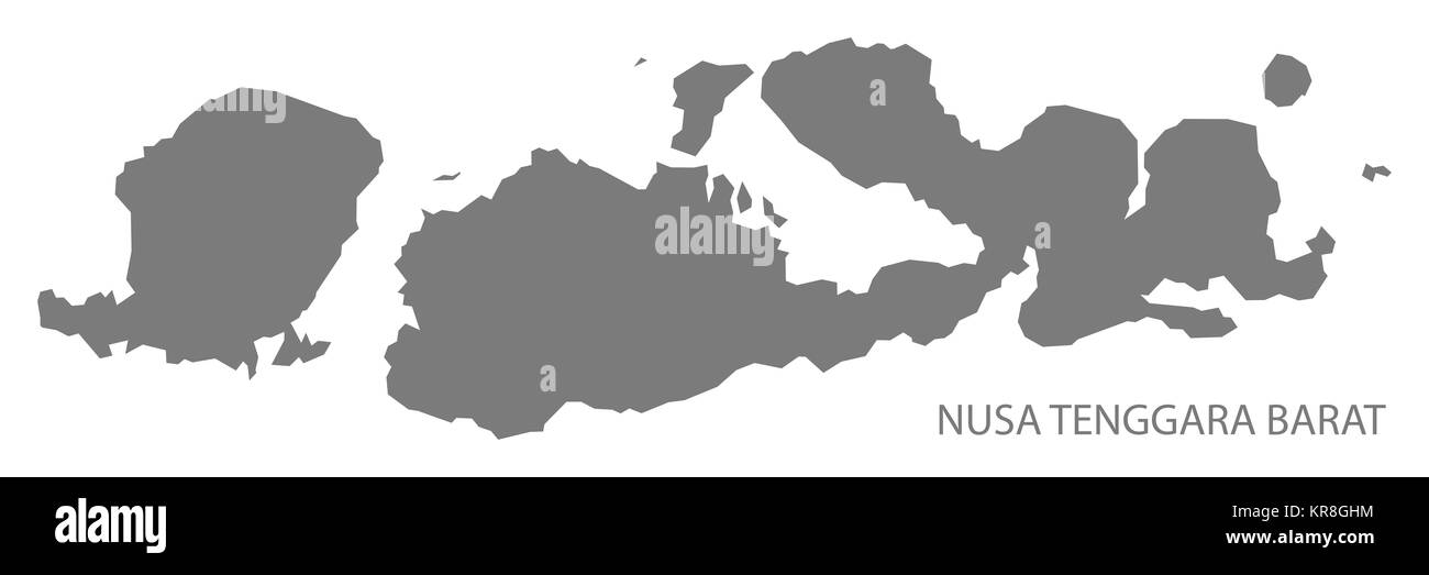 Nusa Tenggara Barat Indonesien Karte grau Stockfoto