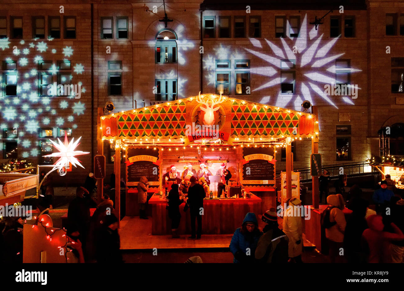 Eine Bar in der Stadt Quebec deutsche Weihnachtsmarkt Stockfoto