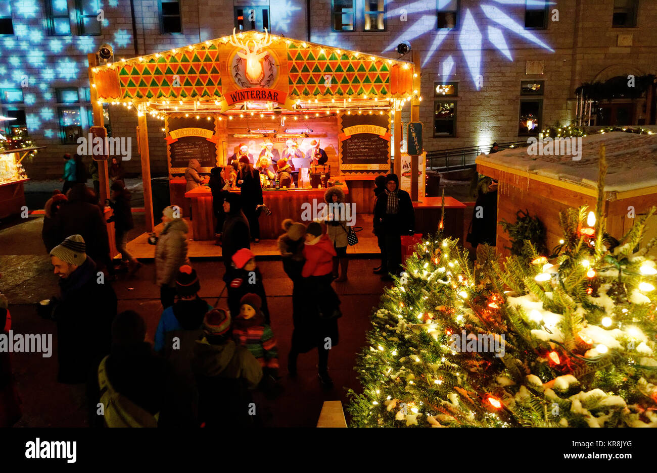 Eine Bar in der Stadt Quebec deutsche Weihnachtsmarkt Stockfoto