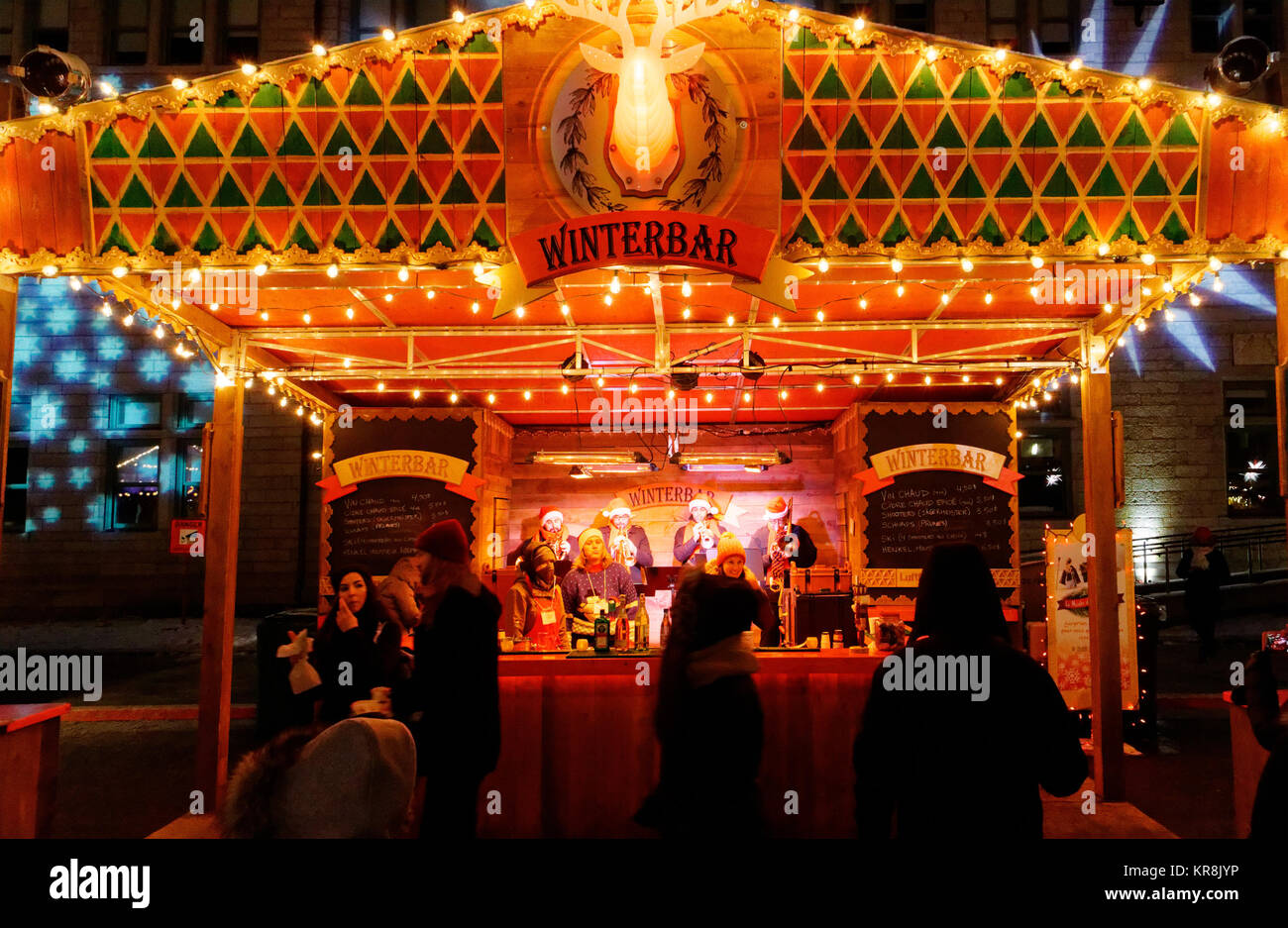 Eine Bar in der Stadt Quebec deutsche Weihnachtsmarkt Stockfoto