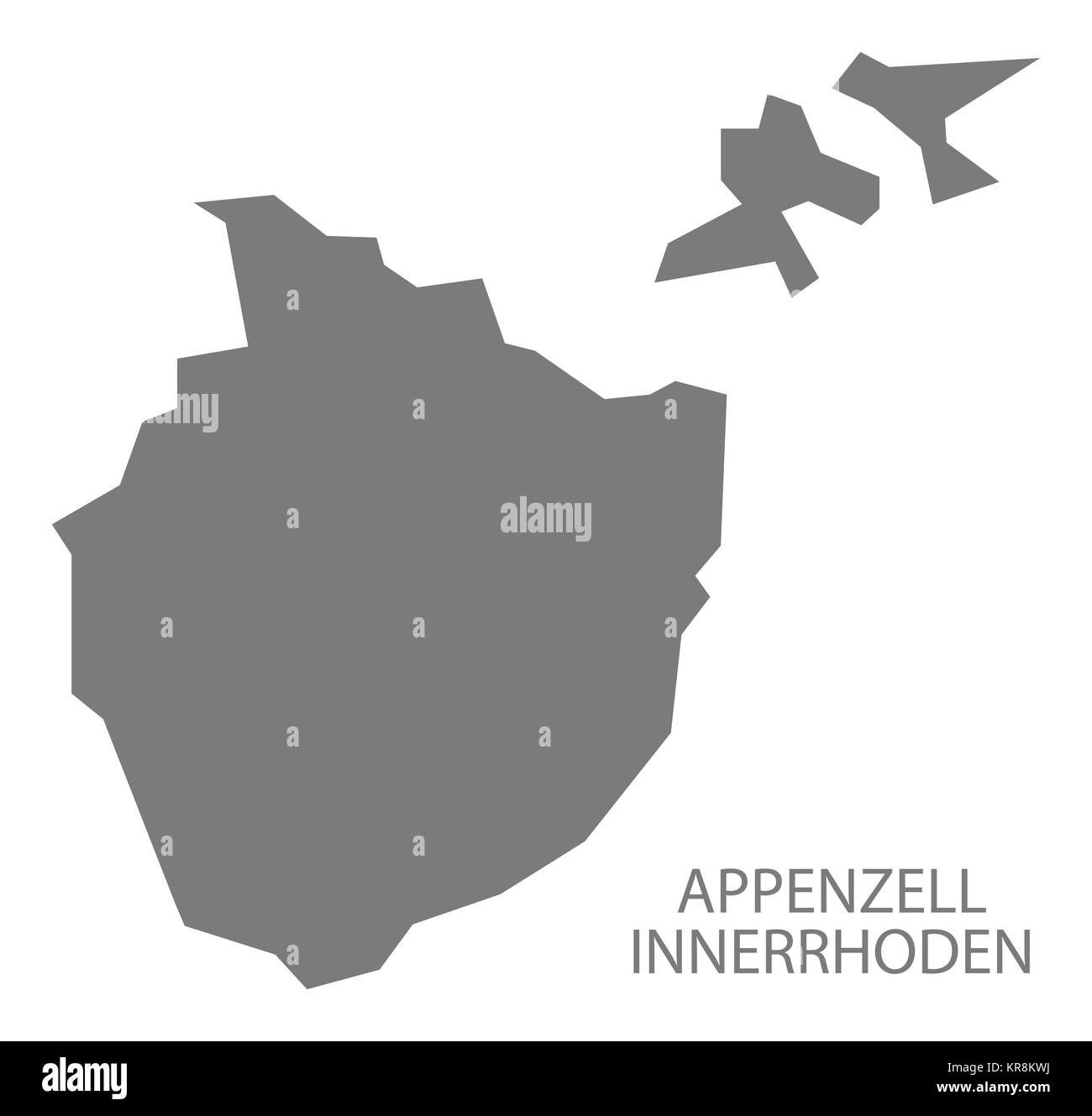 Appenzell Innerrhoden Schweiz Karte grau Stockfoto