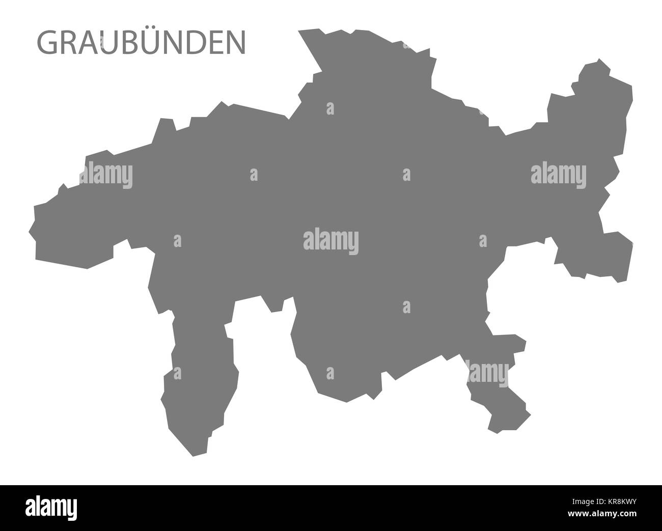 Graubünden Schweiz Karte grau Stockfoto