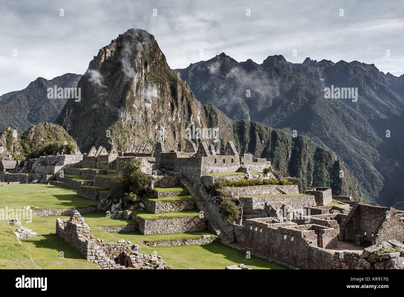 Panoramablick von Machu Picchu Ruinen in Cuzco, Peru Stockfoto