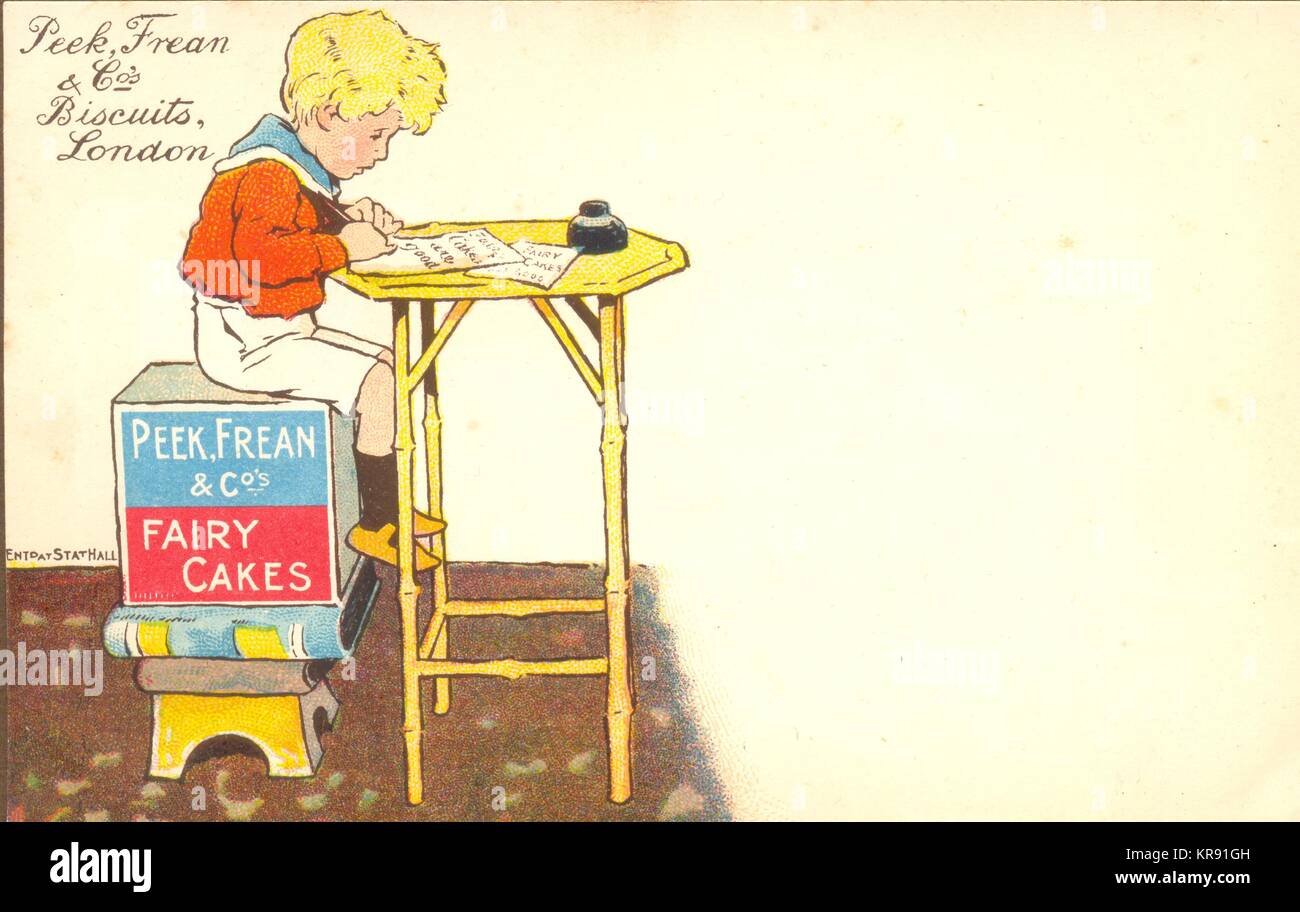 Werbe Postkarte für Peek Frean & Co's Kekse Stockfoto
