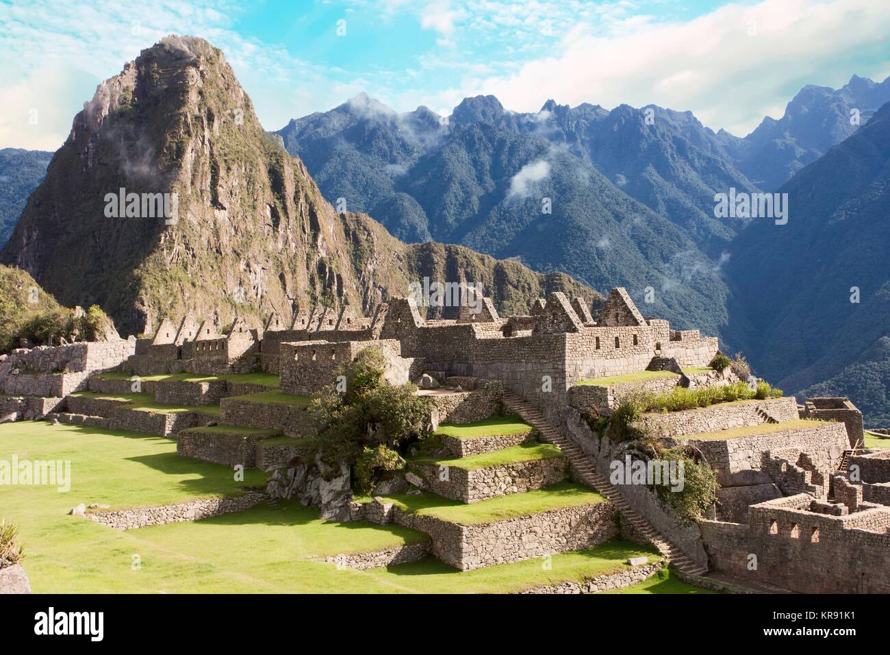 Panoramablick von Machu Picchu Ruinen in Cuzco, Peru Stockfoto