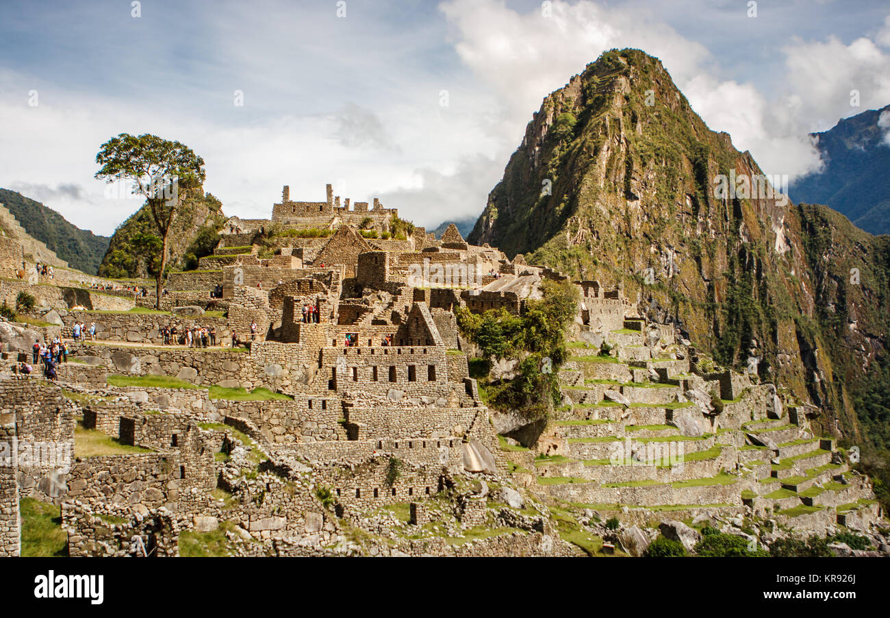 Panoramablick von Machu Picchu Ruinen in Cuzco, Peru Stockfoto