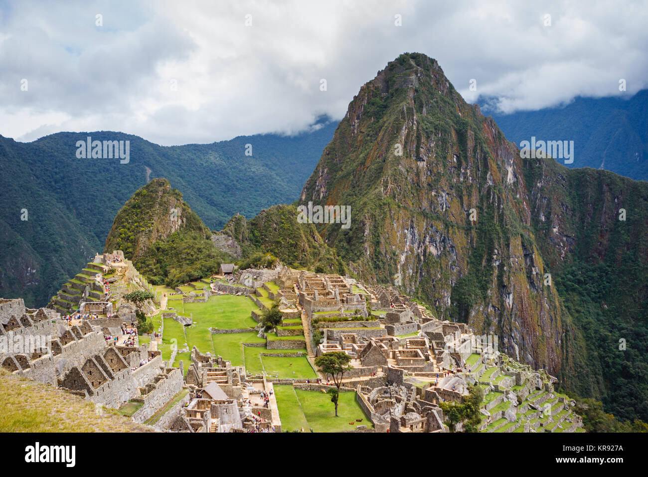 Panoramablick von Machu Picchu Ruinen in Cuzco, Peru Stockfoto