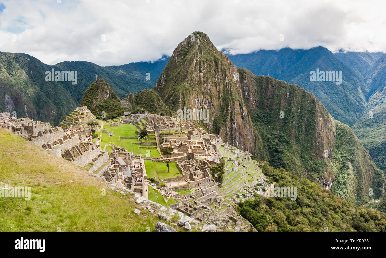 Panoramablick von Machu Picchu Ruinen in Cuzco, Peru Stockfoto