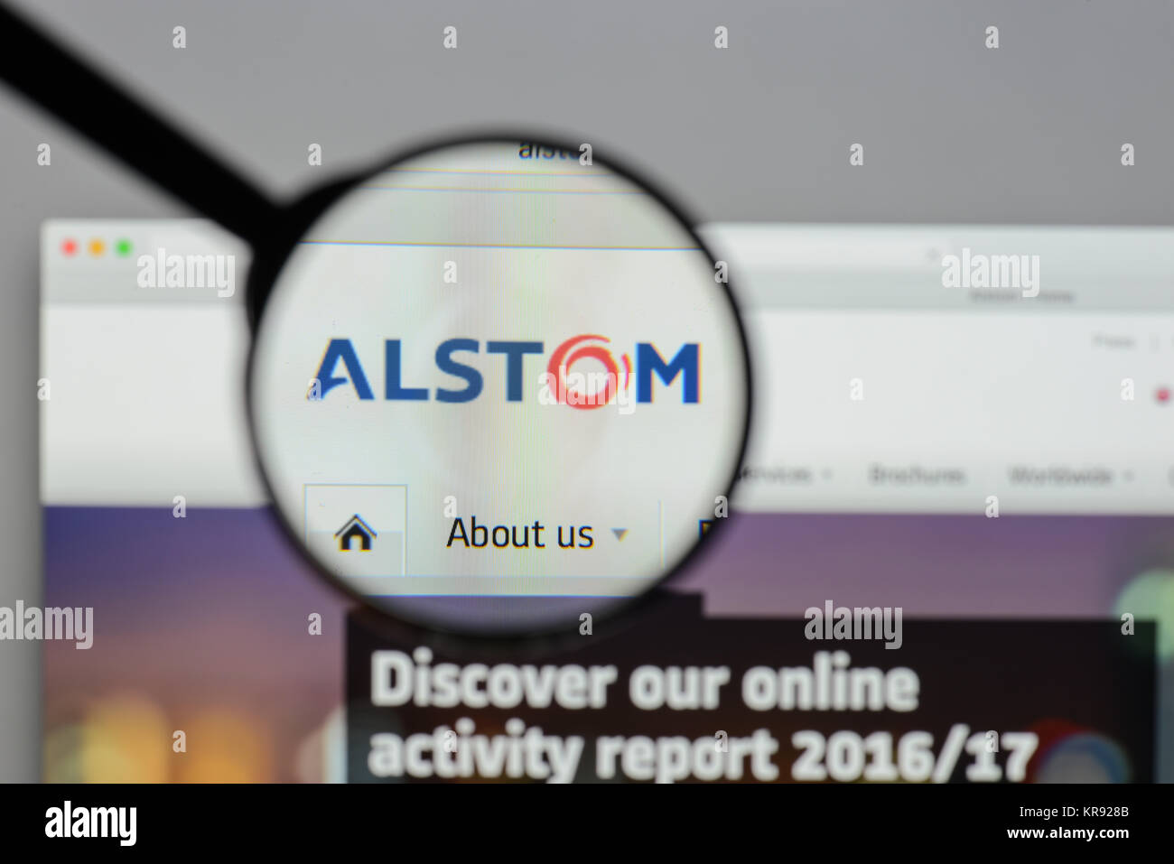 Mailand, Italien - 10 August 2017: Alstom Homepage. Es ist eine französische multinationale Unternehmen weltweit im Schienenverkehr Märkte. Alstom lo Stockfoto