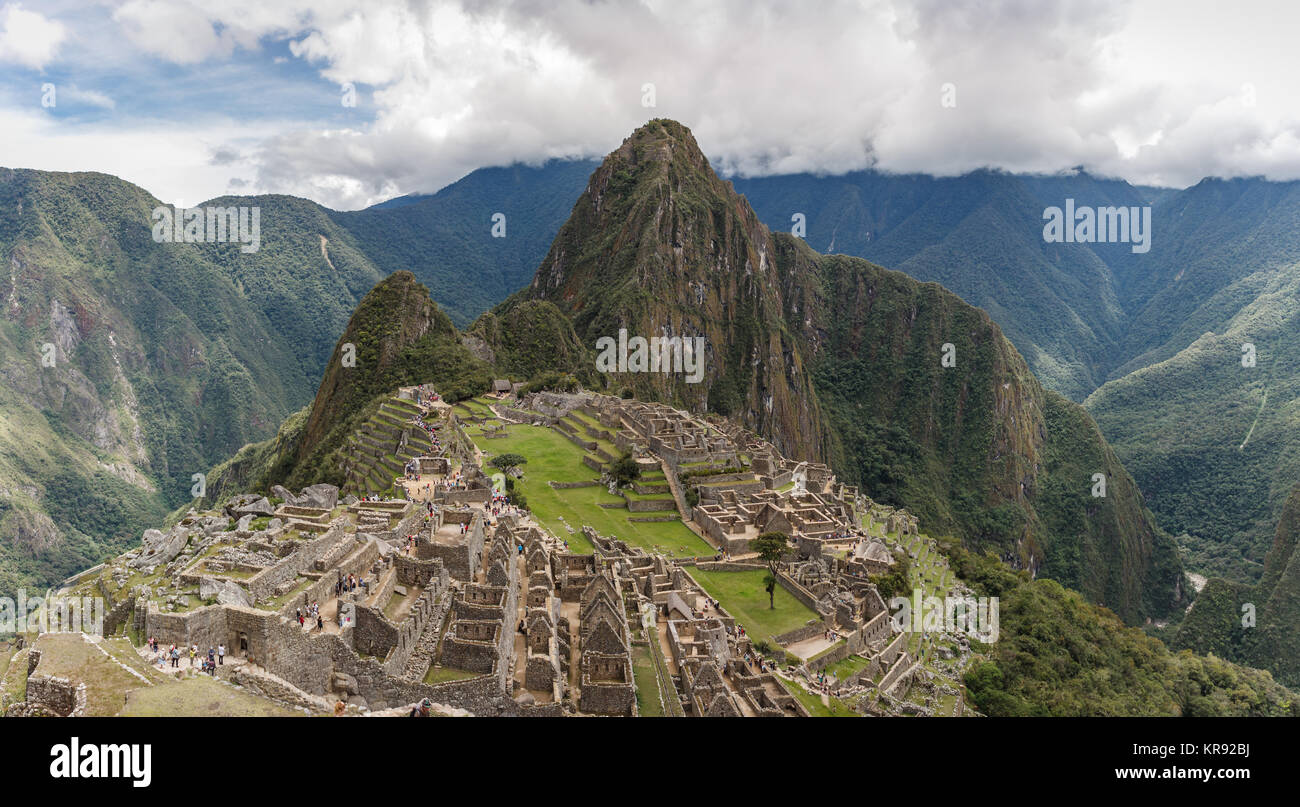 Panoramablick von Machu Picchu Ruinen in Cuzco, Peru Stockfoto