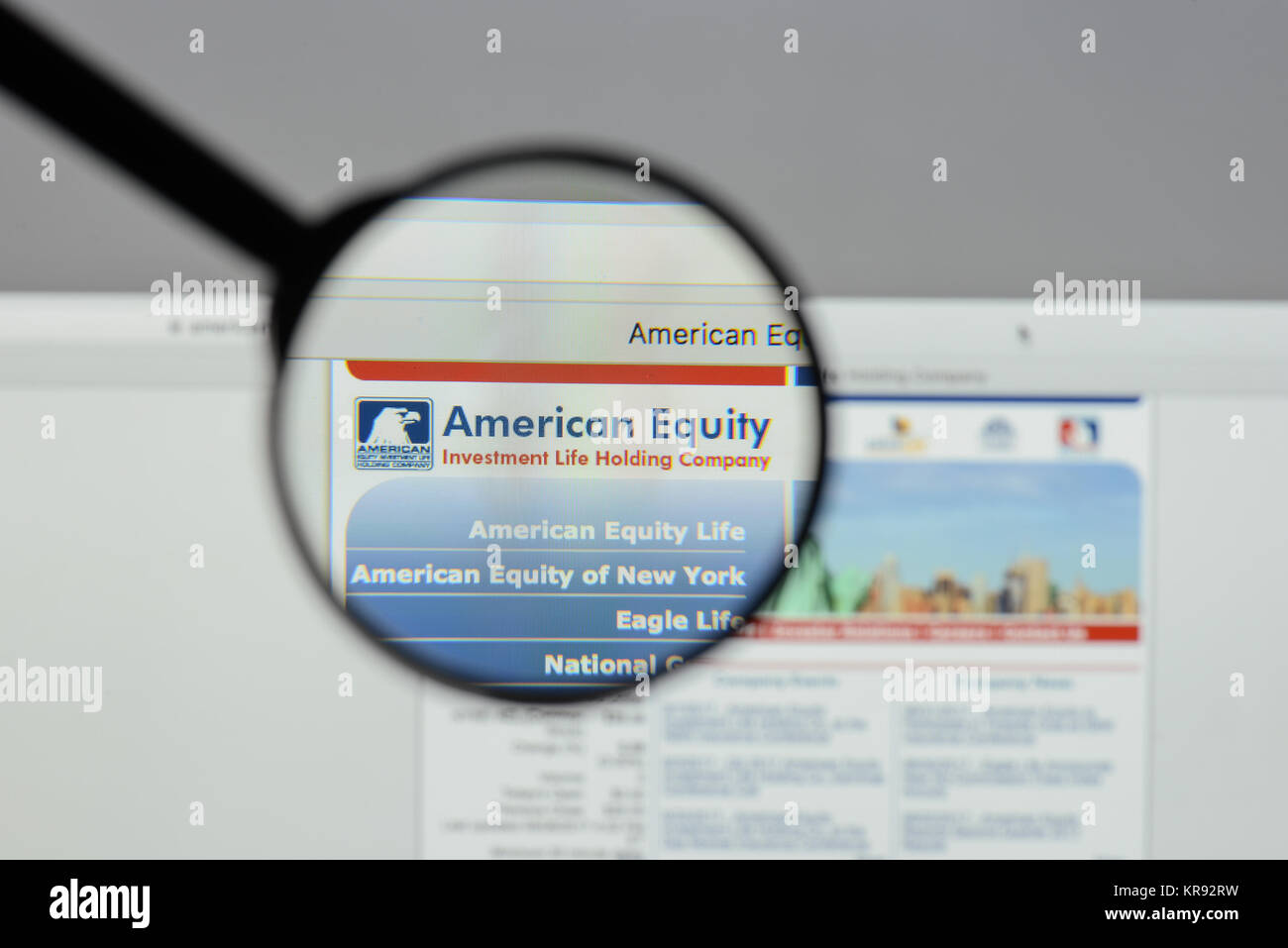 Mailand, Italien - 10 August 2017: American Equity Investment Life Holding Website Homepage. Stockfoto