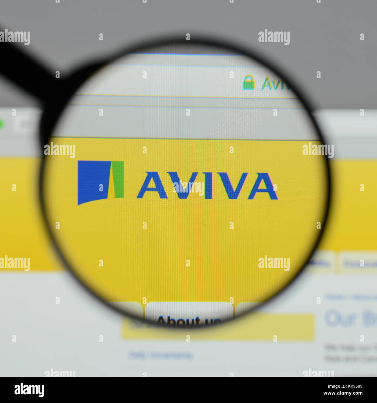 Mailand, Italien - 10 August 2017: Aviva Logo auf der Homepage. Stockfoto