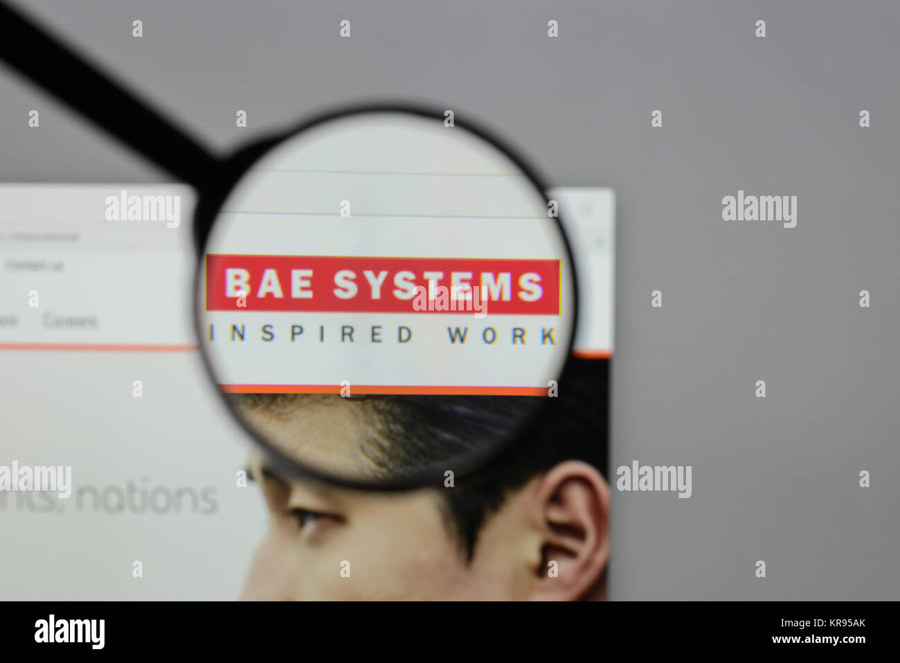 Mailand, Italien - 10 August 2017: BAE Systems Logo auf der Homepage. Stockfoto