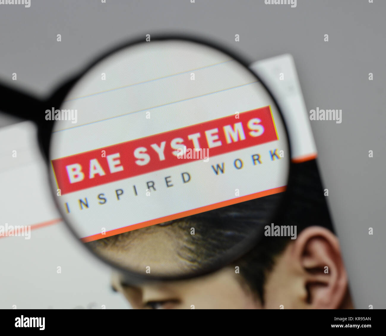 Mailand, Italien - 10 August 2017: BAE Systems Logo auf der Homepage. Stockfoto