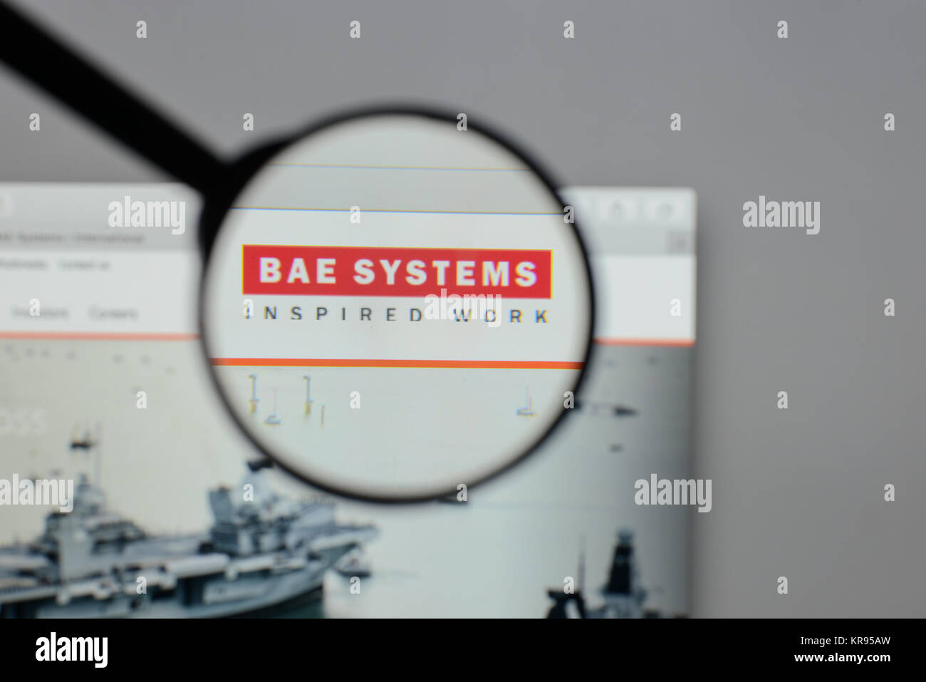 Mailand, Italien - 10 August 2017: BAE Systems Logo auf der Homepage. Stockfoto