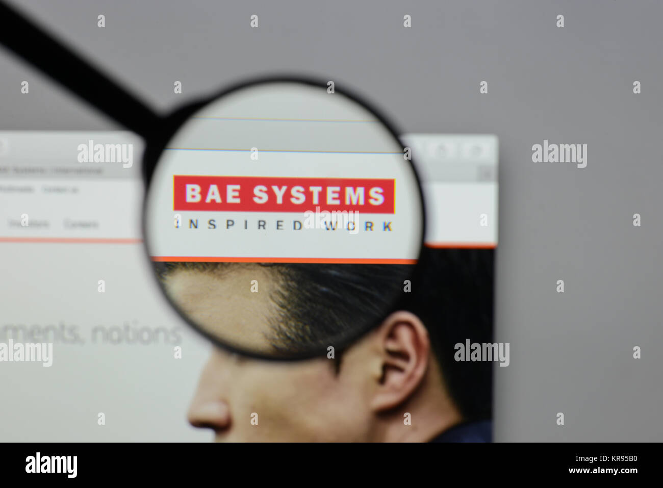 Mailand, Italien - 10 August 2017: BAE Systems Logo auf der Homepage. Stockfoto