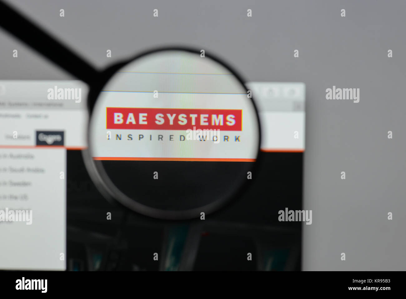 Mailand, Italien - 10 August 2017: BAE Systems Logo auf der Homepage. Stockfoto