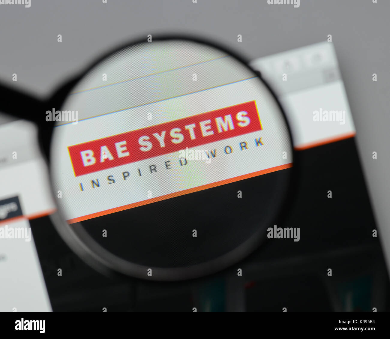 Mailand, Italien - 10 August 2017: BAE Systems Logo auf der Homepage. Stockfoto