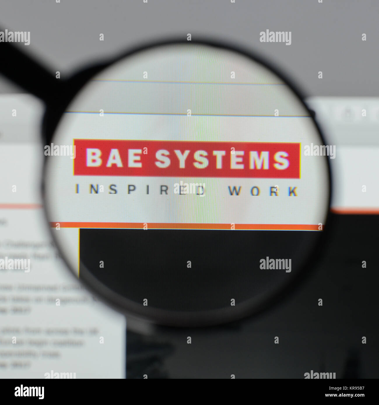 Mailand, Italien - 10 August 2017: BAE Systems Logo auf der Homepage. Stockfoto