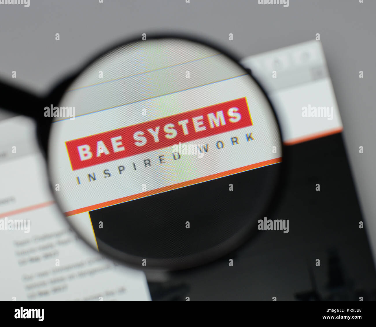 Mailand, Italien - 10 August 2017: BAE Systems Logo auf der Homepage. Stockfoto
