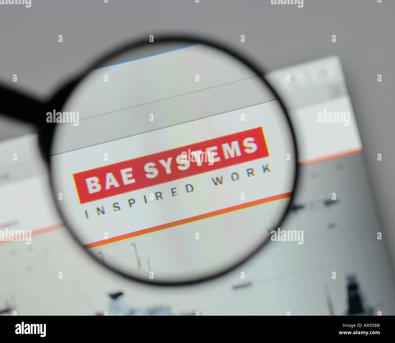 Mailand, Italien - 10 August 2017: BAE Systems Logo auf der Homepage. Stockfoto