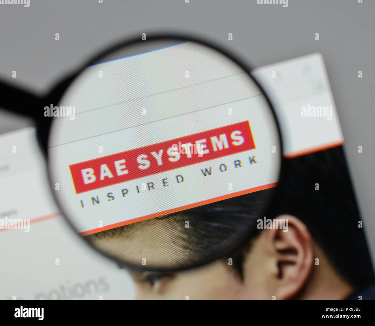Mailand, Italien - 10 August 2017: BAE Systems Logo auf der Homepage. Stockfoto