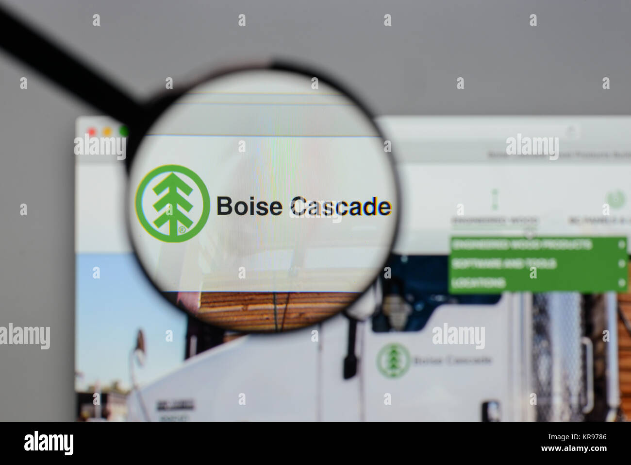 Mailand, Italien - 10 August 2017: Boise Cascade Logo auf der Homepage. Stockfoto