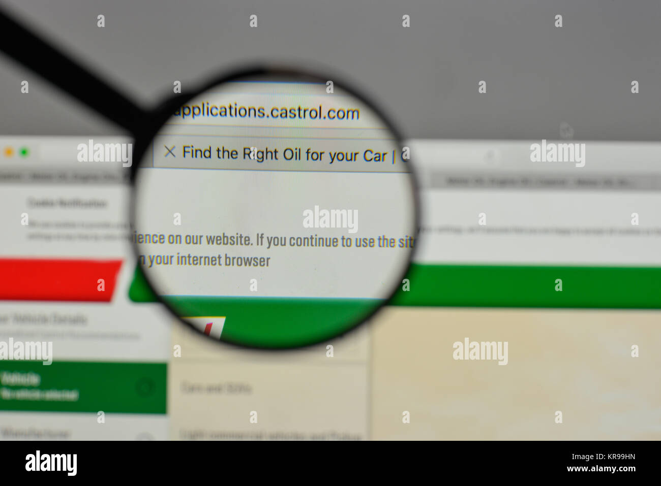 Mailand, Italien - 10 August 2017: Castrol Logo auf der Homepage. Stockfoto